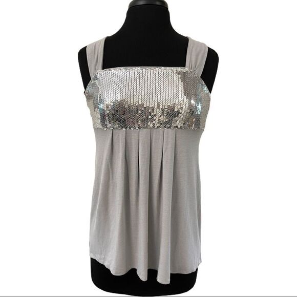 inc International Concepts Silver Sequin Tank Sz S - Picture 1 of 10